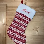 Christmas Stocking Red Intarsia Knitted