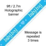 Blue Baby Boy 9ft/2.7m Holographic Banner