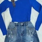 Droplet Diamante Denim Shorts