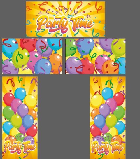 3 Piece Velcro Artwork Partytime Theme Yellow