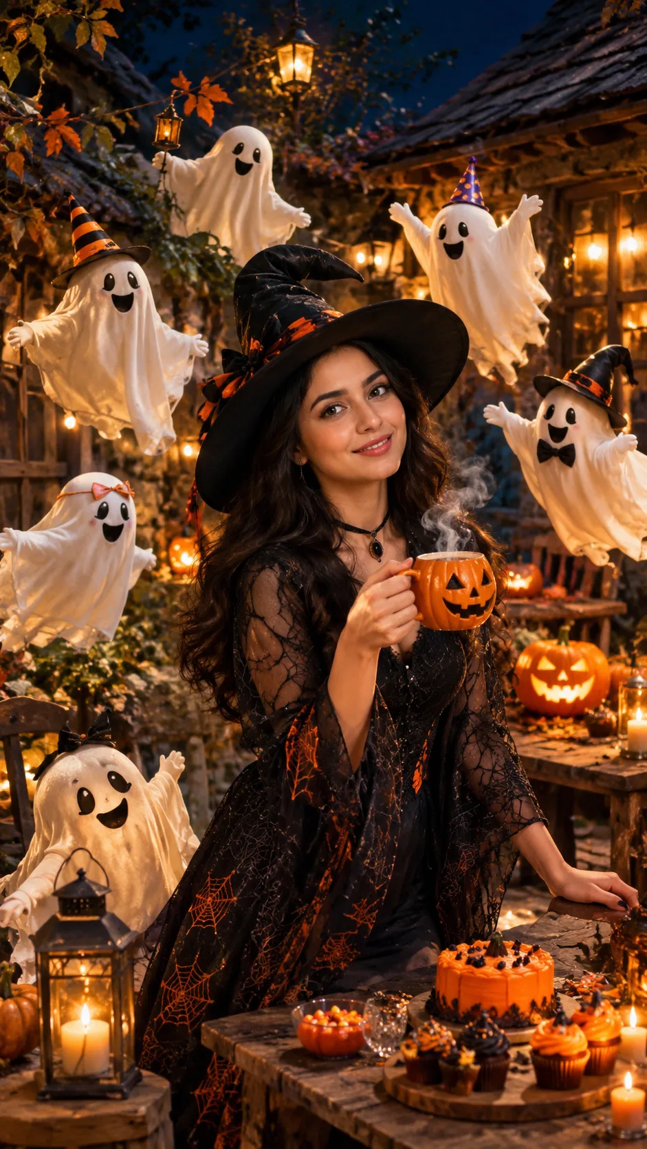 Photorealistic Halloween Ghost Party Photo Editing Prompt (2)