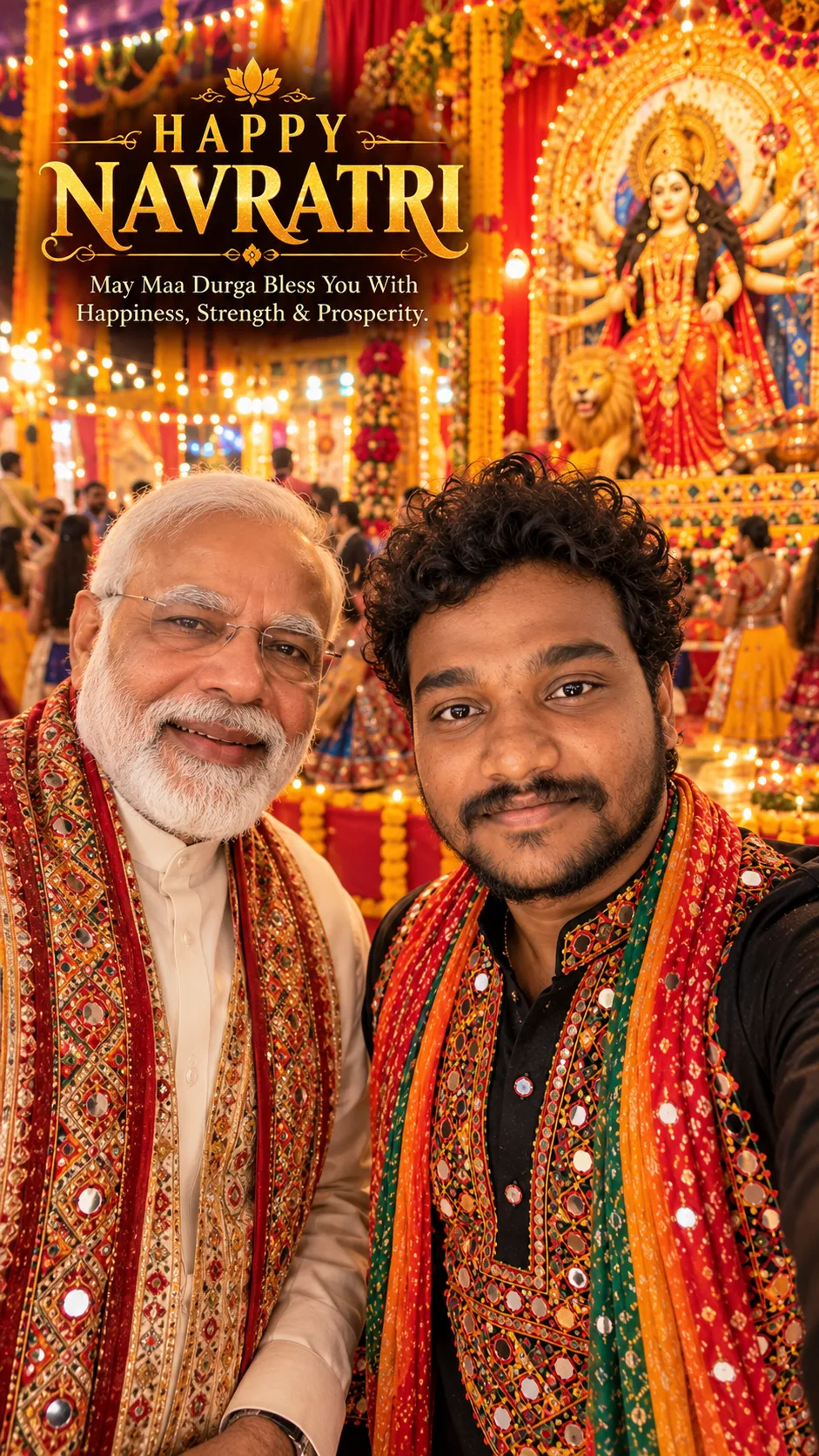 Happy Navratri Celebrity Selfie AI Photo Prompt (2)