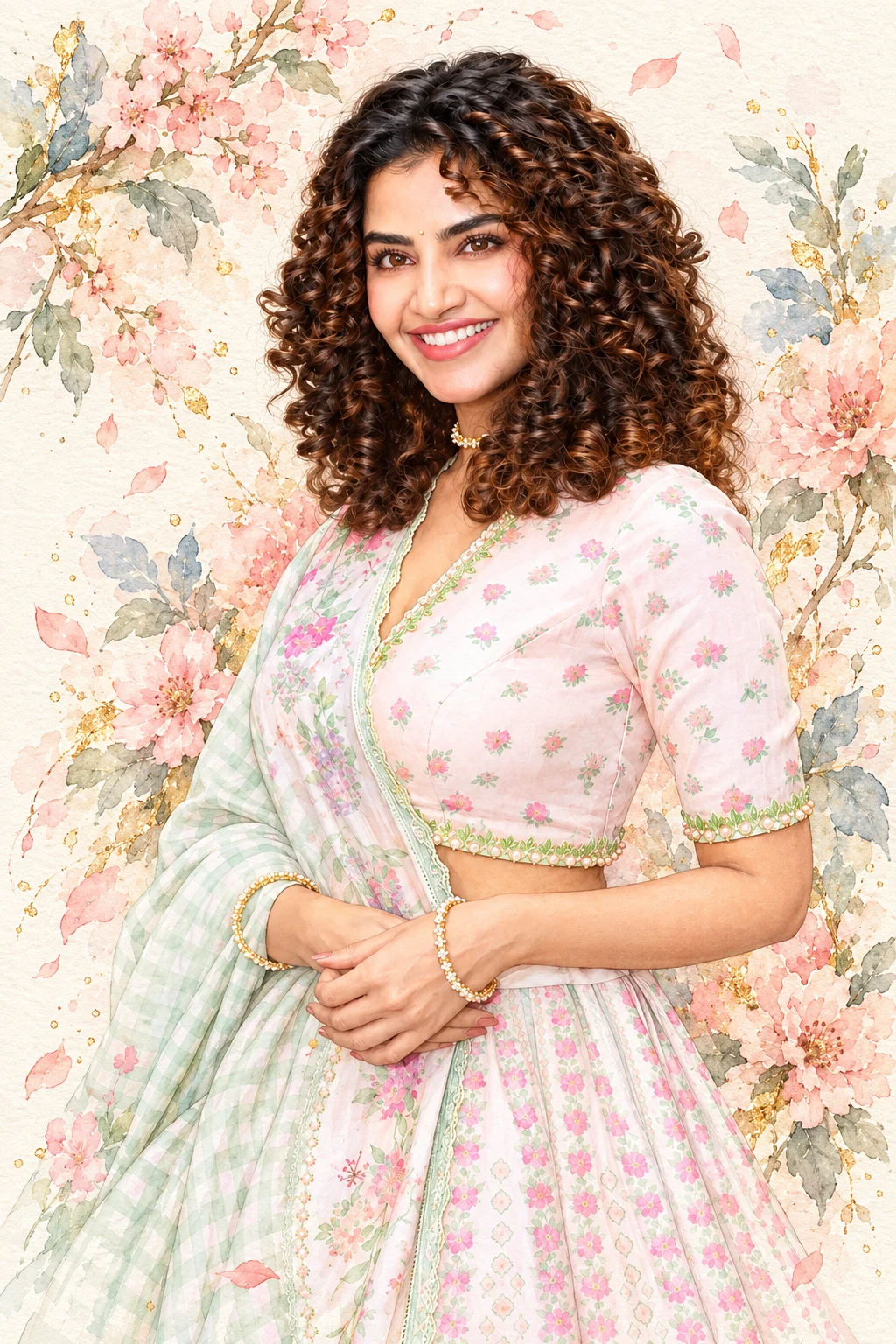 Luxury Watercolor Fashion Portrait AI Photo Edit Prompt (2)