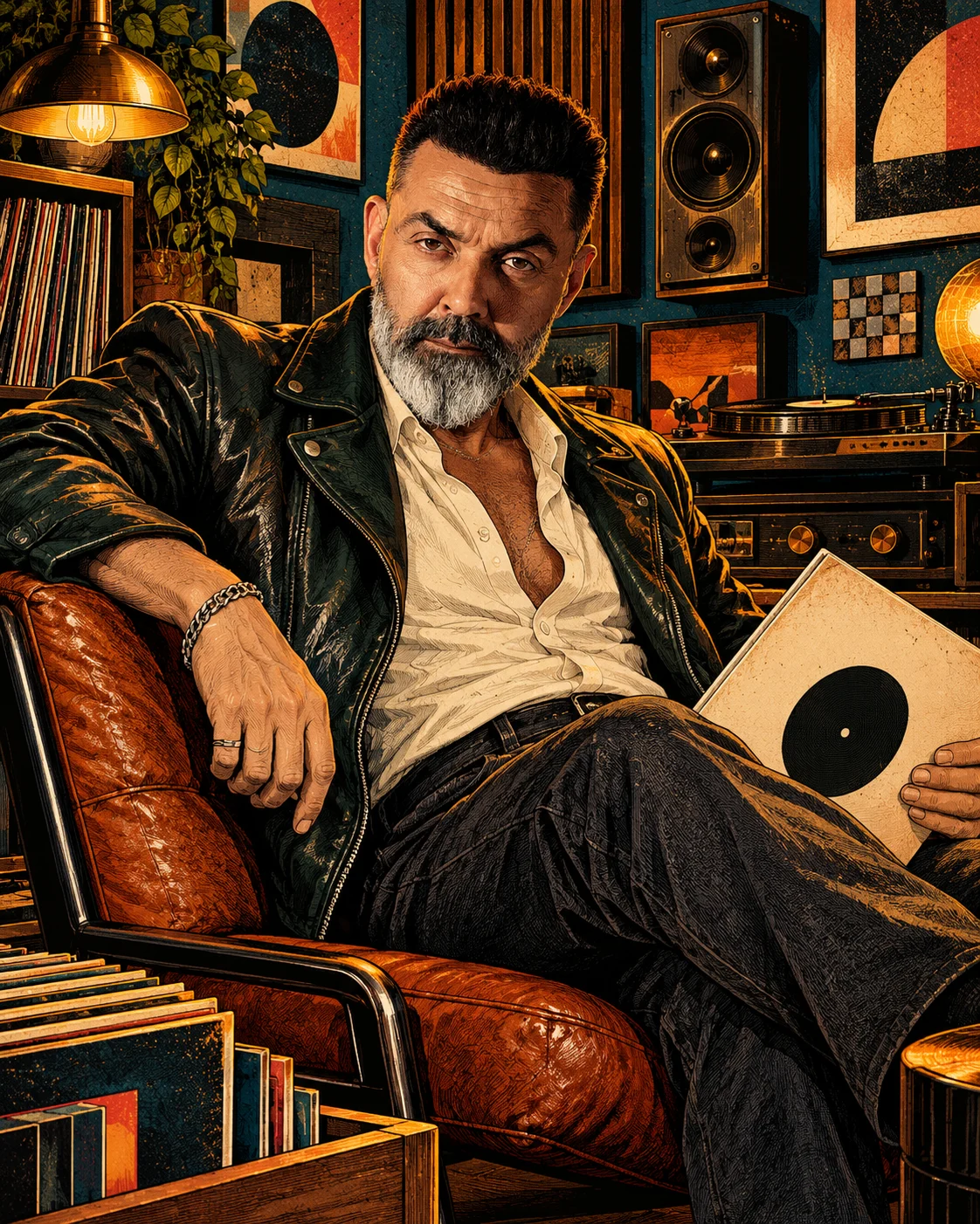 Vintage Comic Style Music Collector Portrait Prompt (2)