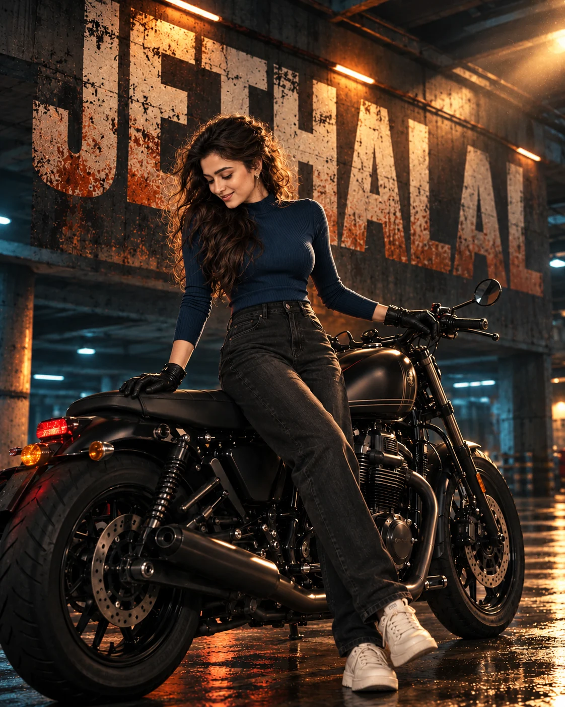 Motorcycle Girl Name Poster Cinematic Photo Editing Prompt (2)