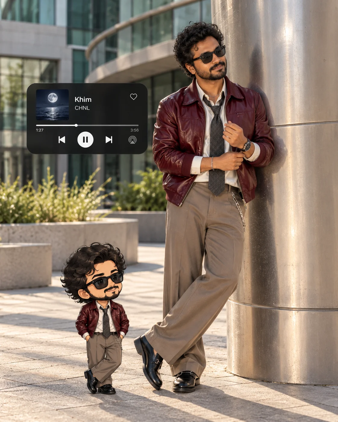 Chibi Character With Music Player UI AI Photo Editing Prompt (2)