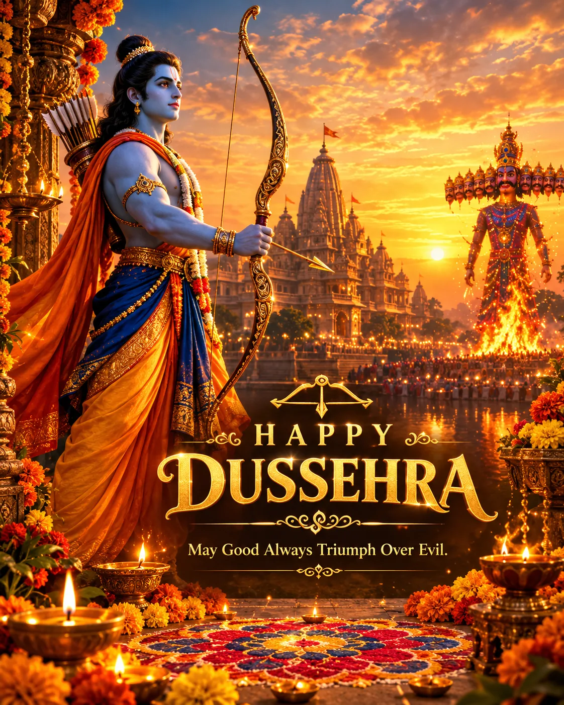 Happy Dussehra Greeting Poster AI Image Generation Prompt (2)