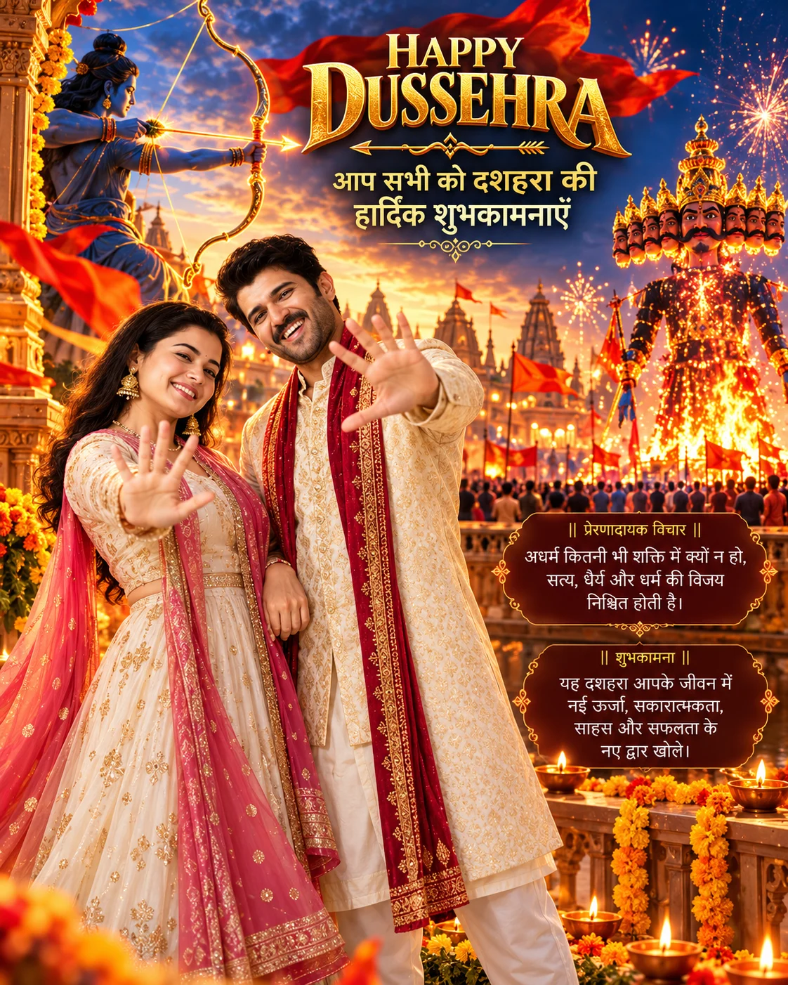 Happy Dussehra Photo Editing Prompt with Hindi Wishes (2)