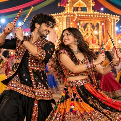 Couple Celebrating Navratri Garba Night