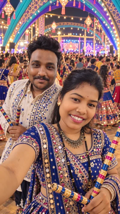 Navratri Garba Couple Portrait Selfie Prompt