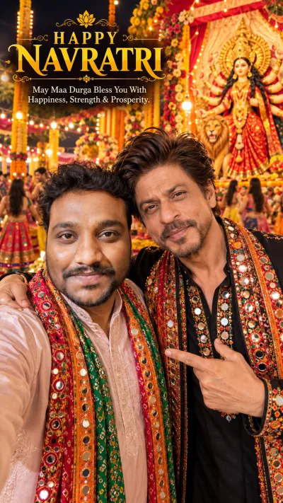 Happy Navratri Celebrity Selfie AI Photo Prompt