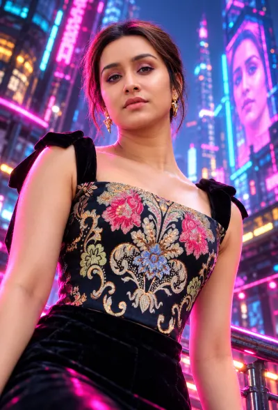 Cyberpunk Neon Glow AI Portrait Photo Edit