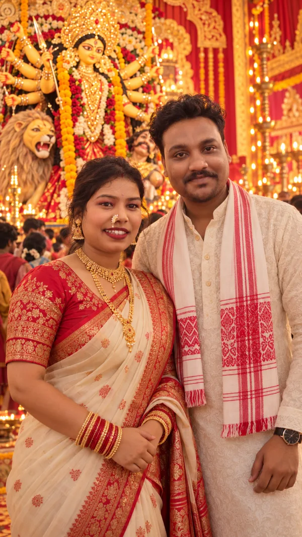 Royal Durga Puja Couple Portrait