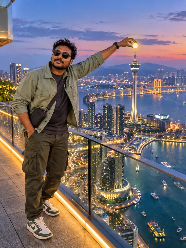 Blue Hour City Tower Forced Perspective Photography
