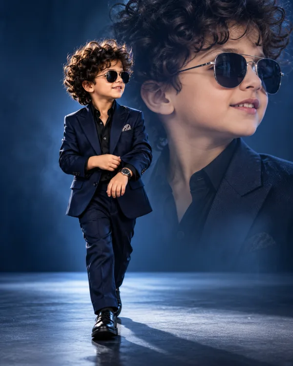 Stylish Boy Luxury Fashion Portrait with Oversized Face AI Prompt