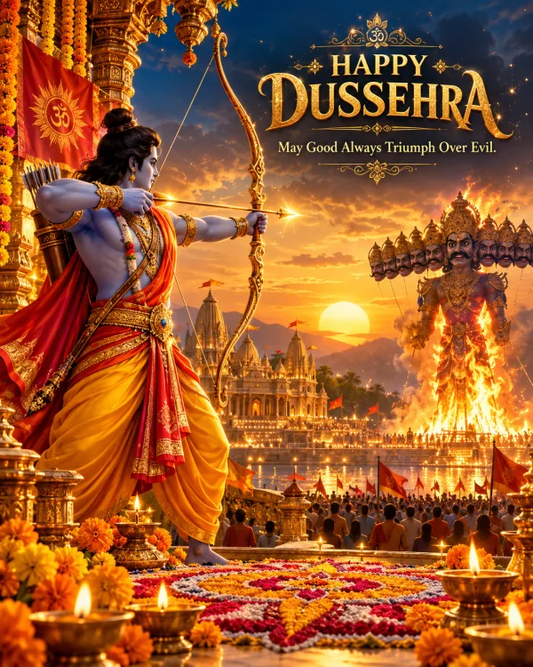 Happy Dussehra Greeting Poster AI Image Generation Prompt