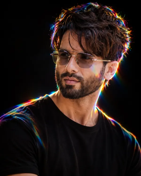 Rainbow Prism Light Effect AI Photo Editing Prompt for Men
