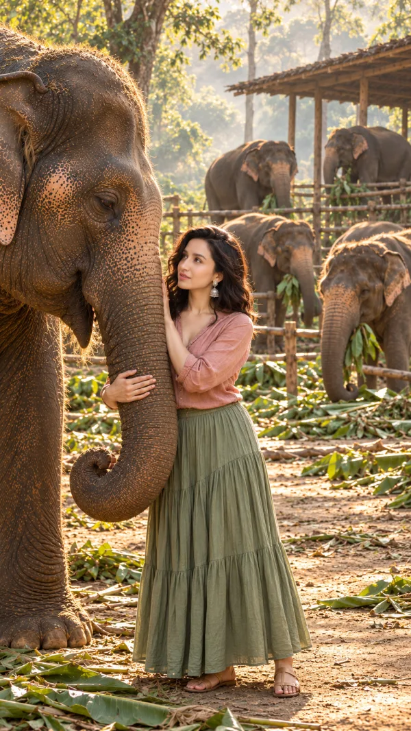 Elephant Sanctuary AI Photo Editing Prompt with Exact Face Preservation