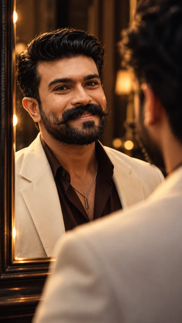 Mirror Reflection Portrait AI Photo Editing Prompt | Ivory Blazer Look