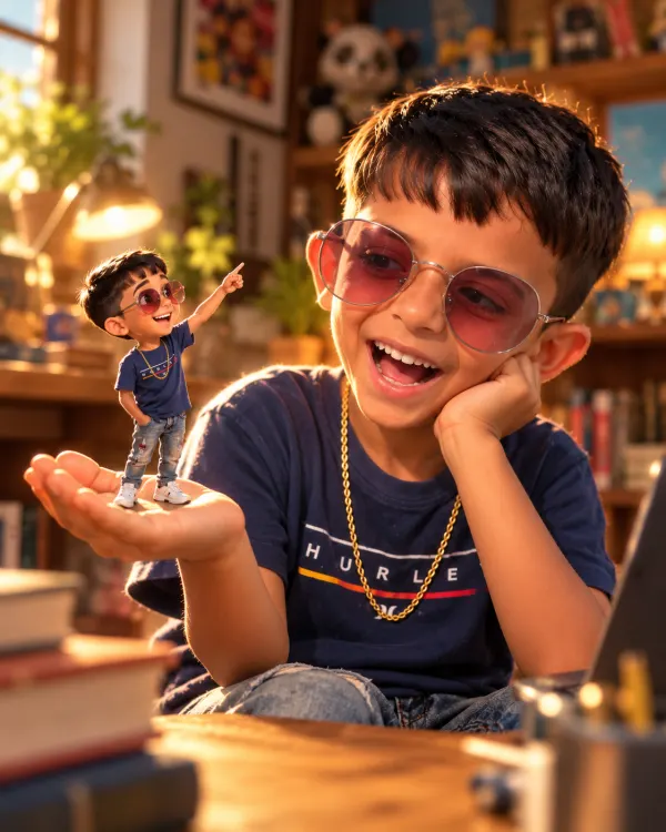 Miniature Boy Photo Editing Prompt | AI Mini Me Effect for Kids