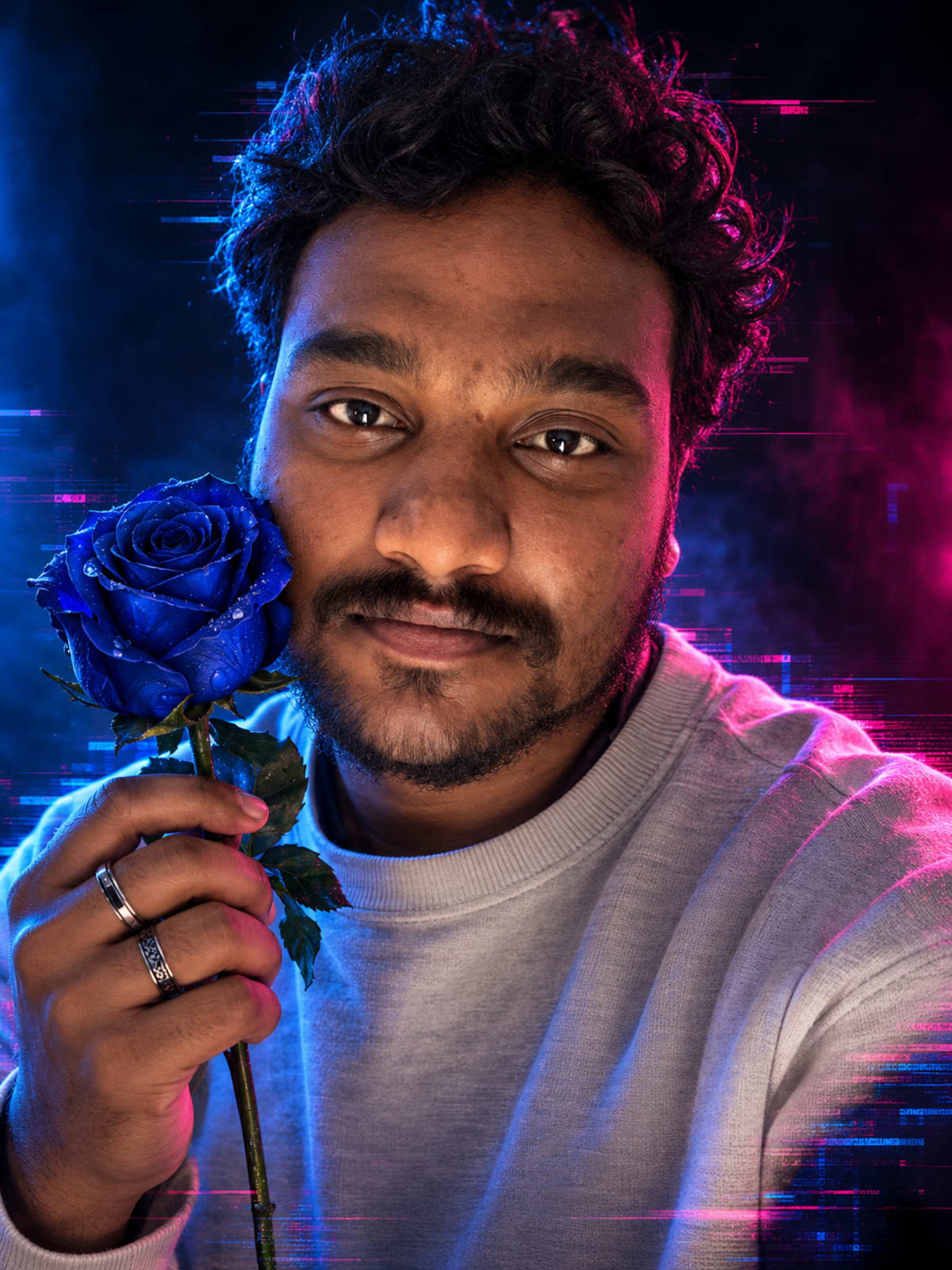 Cyberpunk Blue Rose | Cinematic Glitch Portrait (2)