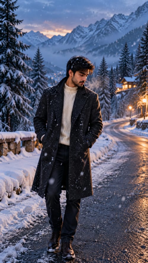 Ultra-Realistic Cinematic Winter Mountain Portrait Prompt