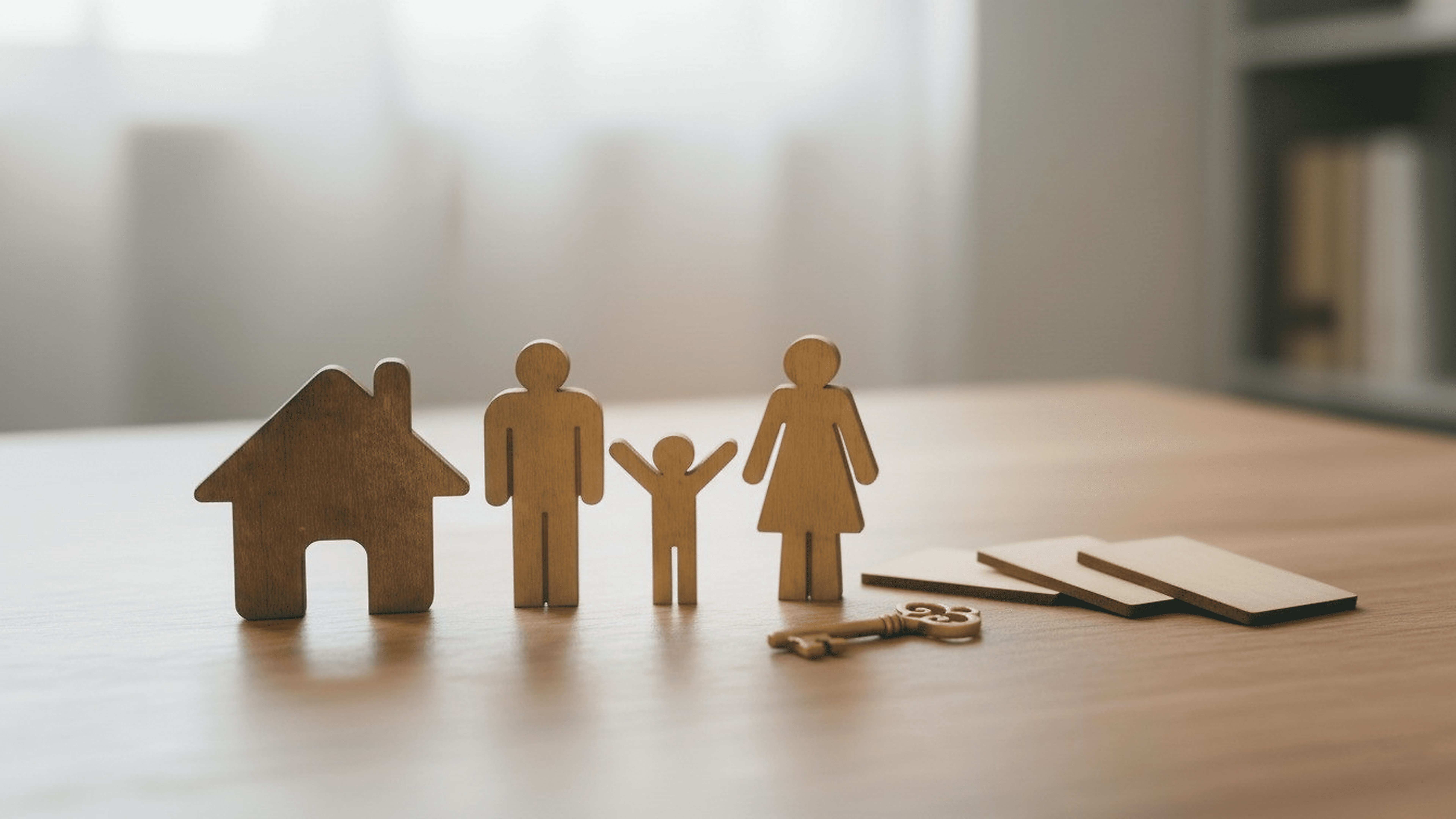 Família em frente à sua casa