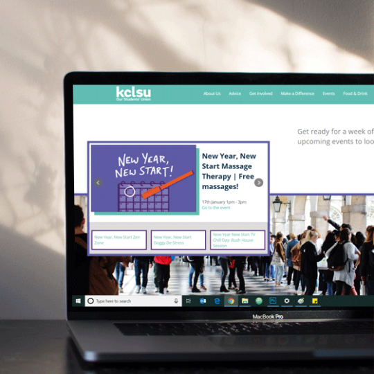 KCLSU website on laptop
