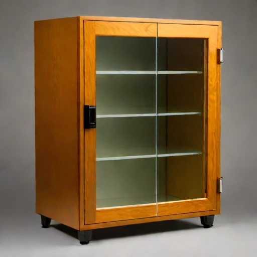 An ash-sealed conservation cabinet, photographed against a plain background