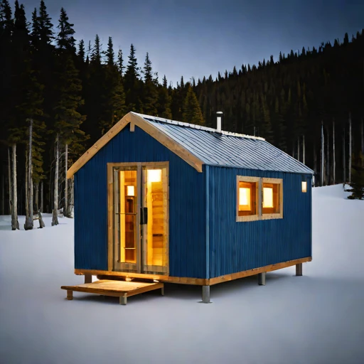 A blockfield guest lodge, photographed against a plain background