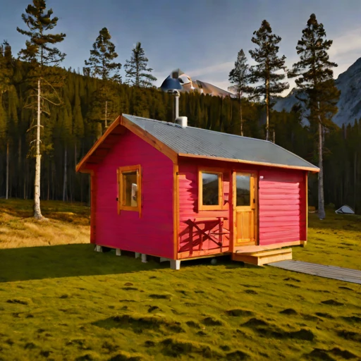 A blockfield guest lodge, photographed against a plain background