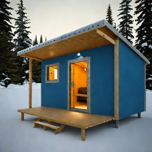 A blockfield guest lodge, photographed against a plain background