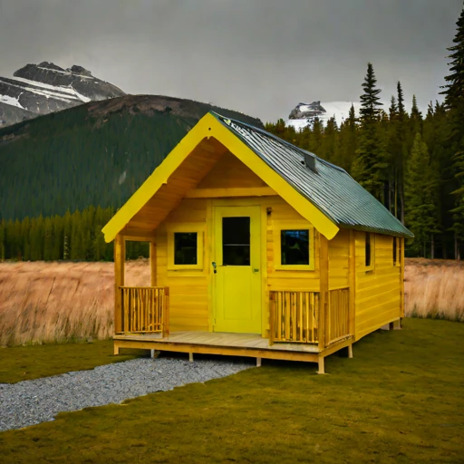 A blockfield guest lodge, photographed against a plain background