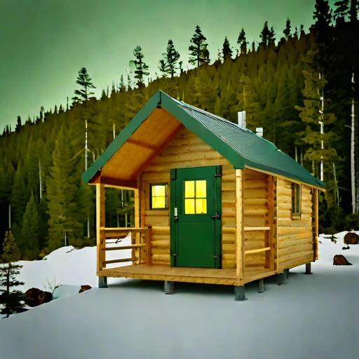 A blockfield guest lodge, photographed against a plain background