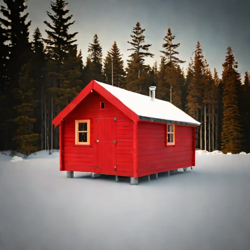 A blockfield guest lodge, photographed against a plain background