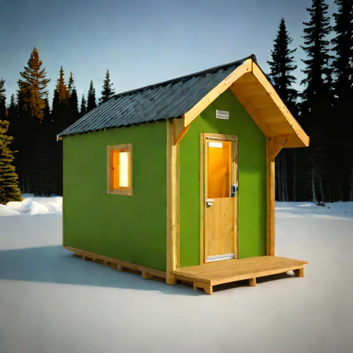 A blockfield guest lodge, photographed against a plain background