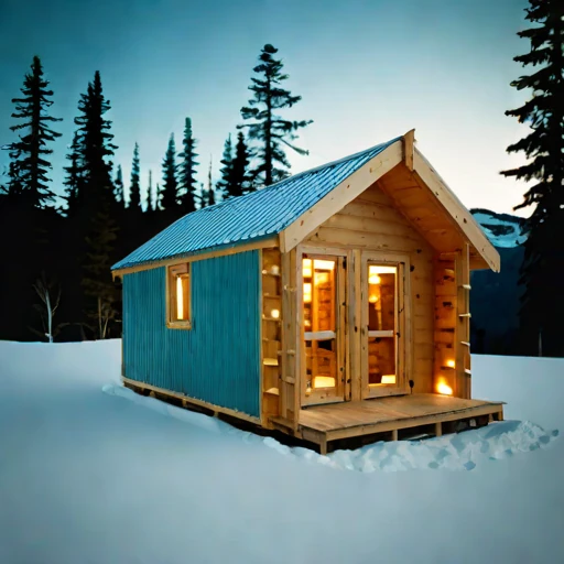 A blockfield guest lodge, photographed against a plain background