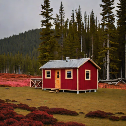 A blockfield guest lodge, photographed against a plain background
