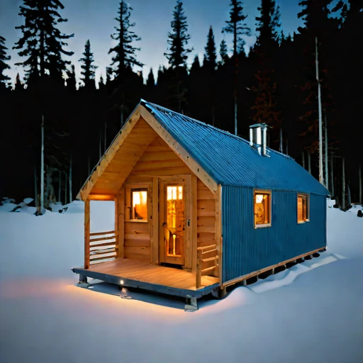 A blockfield guest lodge, photographed against a plain background