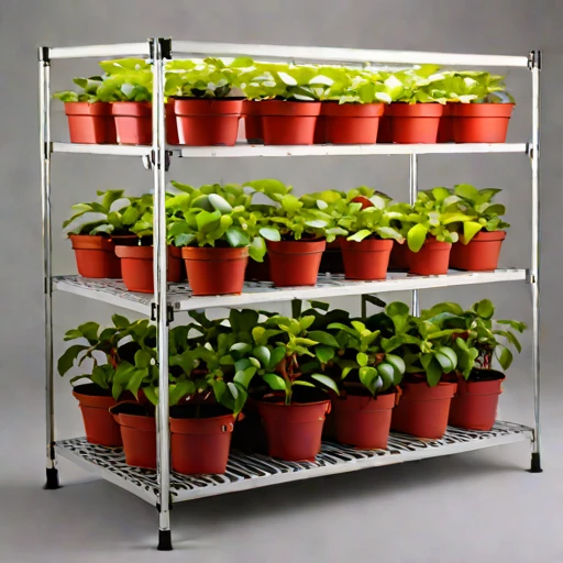 A brine-mist fogponic rack, photographed against a plain background
