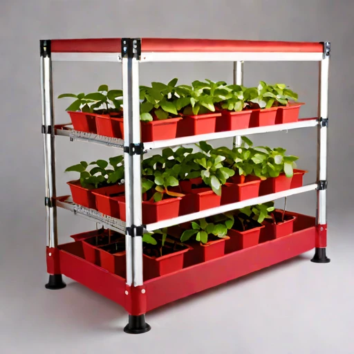 A brine-mist fogponic rack, photographed against a plain background
