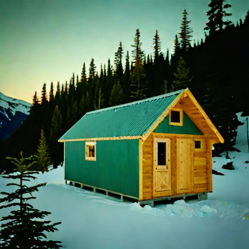 A chinook-sheltered valley bunkhouse, photographed against a plain background