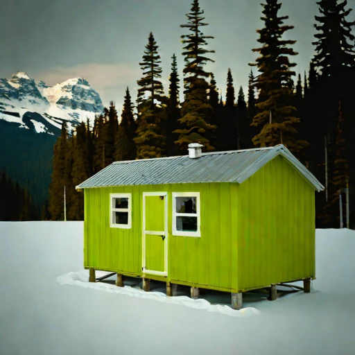 A chinook-sheltered valley bunkhouse, photographed against a plain background