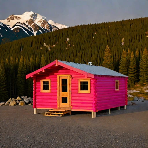 A chinook-sheltered valley bunkhouse, photographed against a plain background