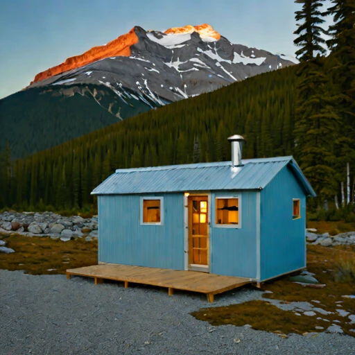 A chinook-sheltered valley bunkhouse, photographed against a plain background