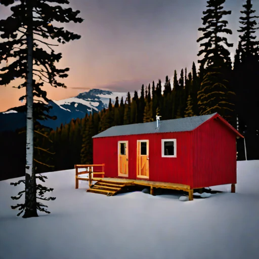 A chinook-sheltered valley bunkhouse, photographed against a plain background