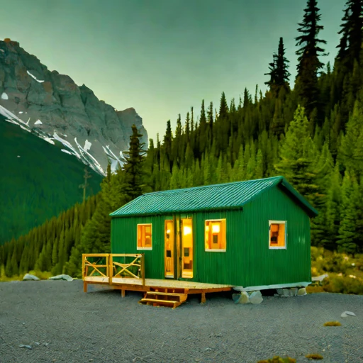 A chinook-sheltered valley bunkhouse, photographed against a plain background