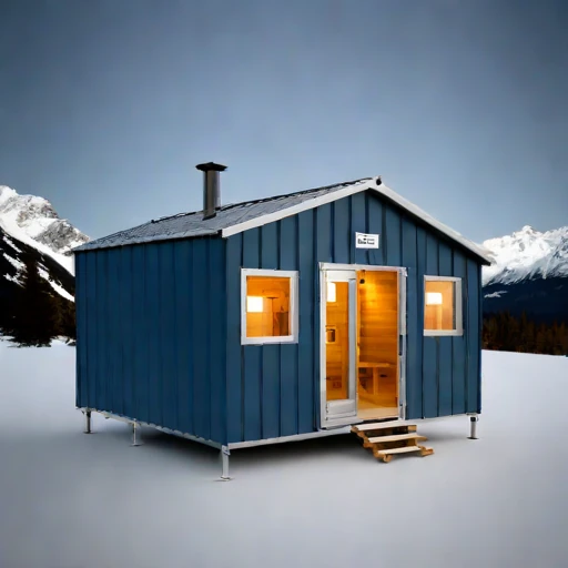 A cryoplanation-terrace bunkhouse, photographed against a plain background