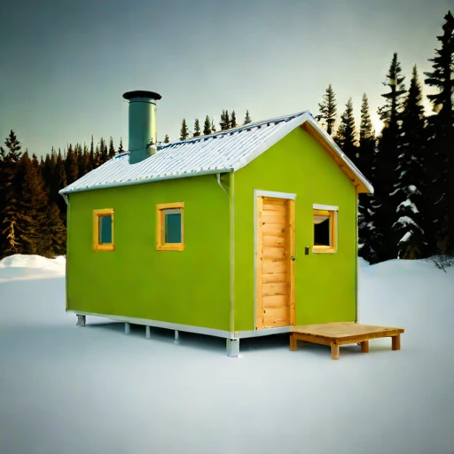 A cryoplanation-terrace bunkhouse, photographed against a plain background