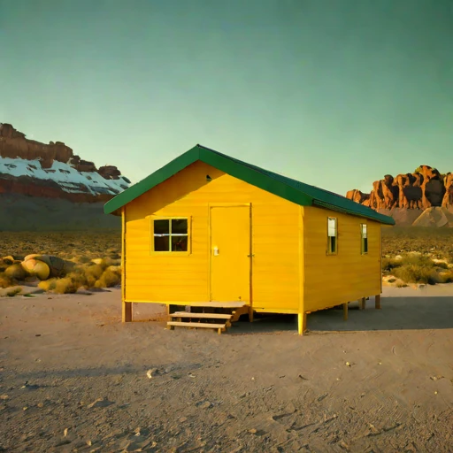A duricrust-pad desert camp, photographed against a plain background